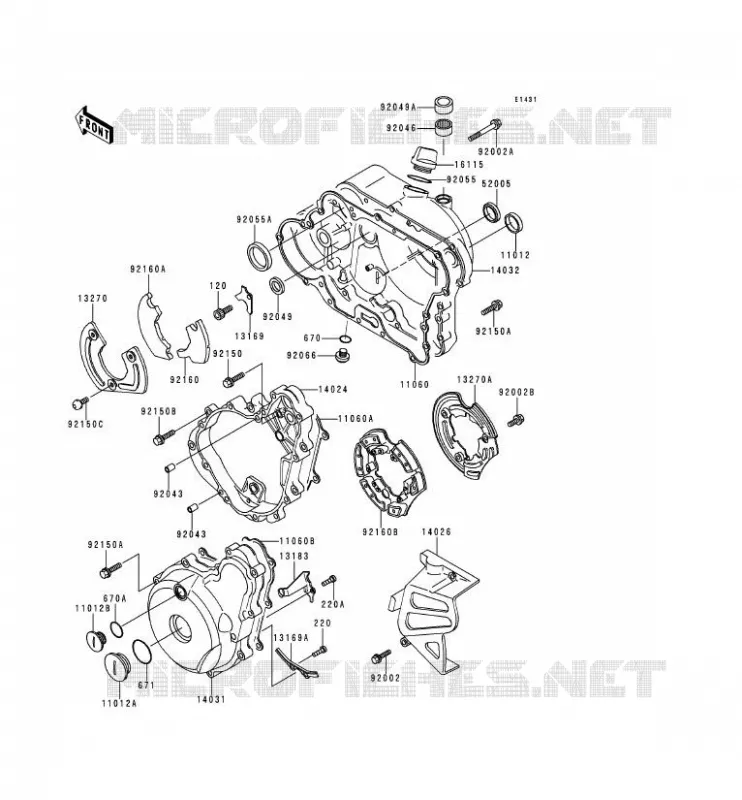 COUVERCLES MOTEUR Kawasaki MOTOS 650 1995 KLR650  KL650-C1