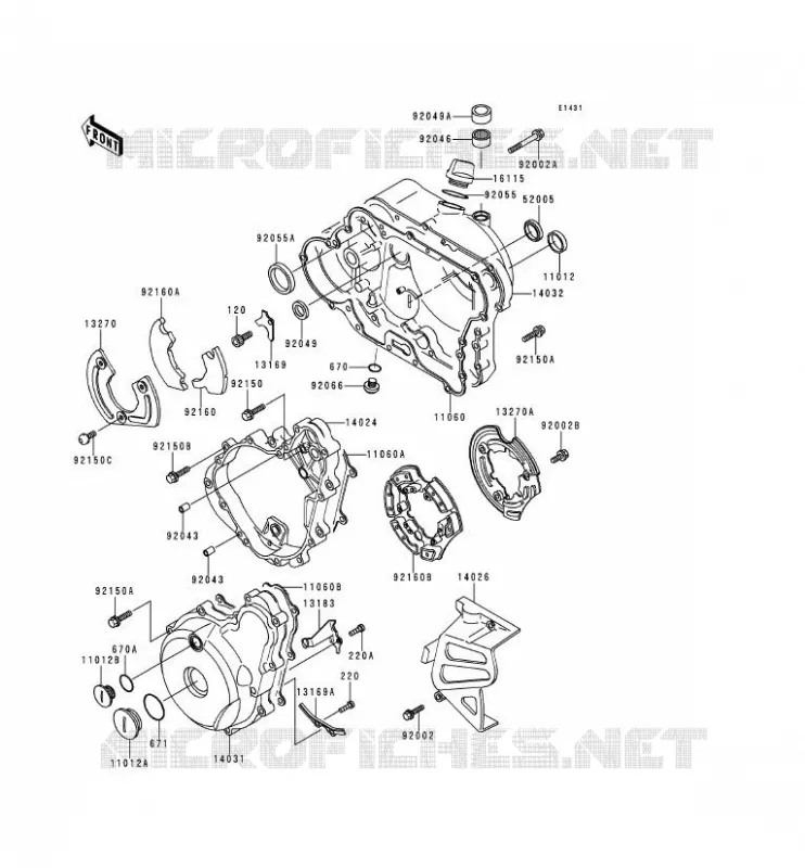 COUVERCLES MOTEUR Kawasaki MOTOS 650 1999 KLR650  KL650-C5