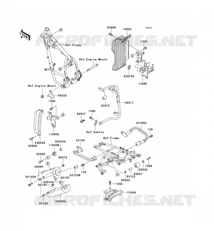 PIECE DE CADRE (COUVERTURE) Kawasaki MOTOS 650 2002 KLR650  KL650-C8