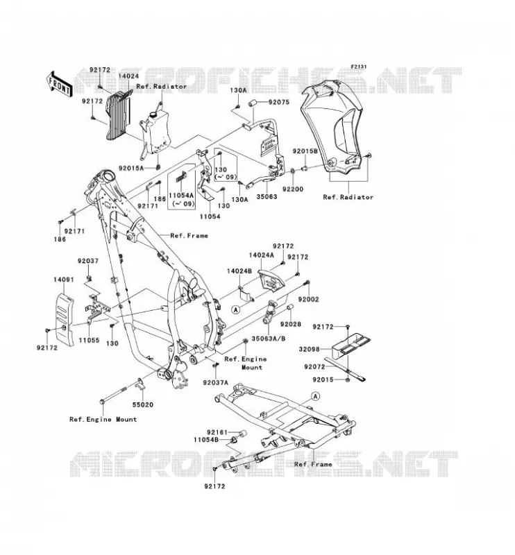 PIECE DE CADRE (COUVERTURE) Kawasaki MOTOS 650 2008 KLR650  KL650E8F