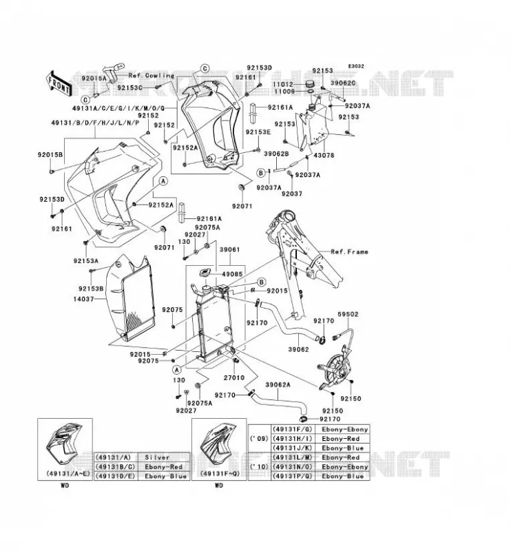 RADIATEUR Kawasaki MOTOS 650 2009 KLR650  KL650E9F