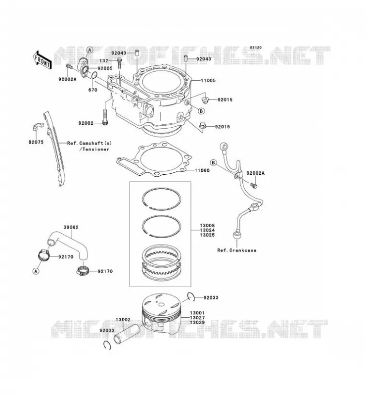 CYLINDRE/PISTON Kawasaki MOTOS 650 2009 KLR650  KL650E9F