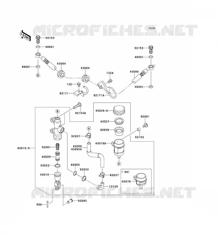 MAITRE CYLINDRE ARRI&Egrave;RE Kawasaki MOTOS 650 2010 KLR650  KL650EAF
