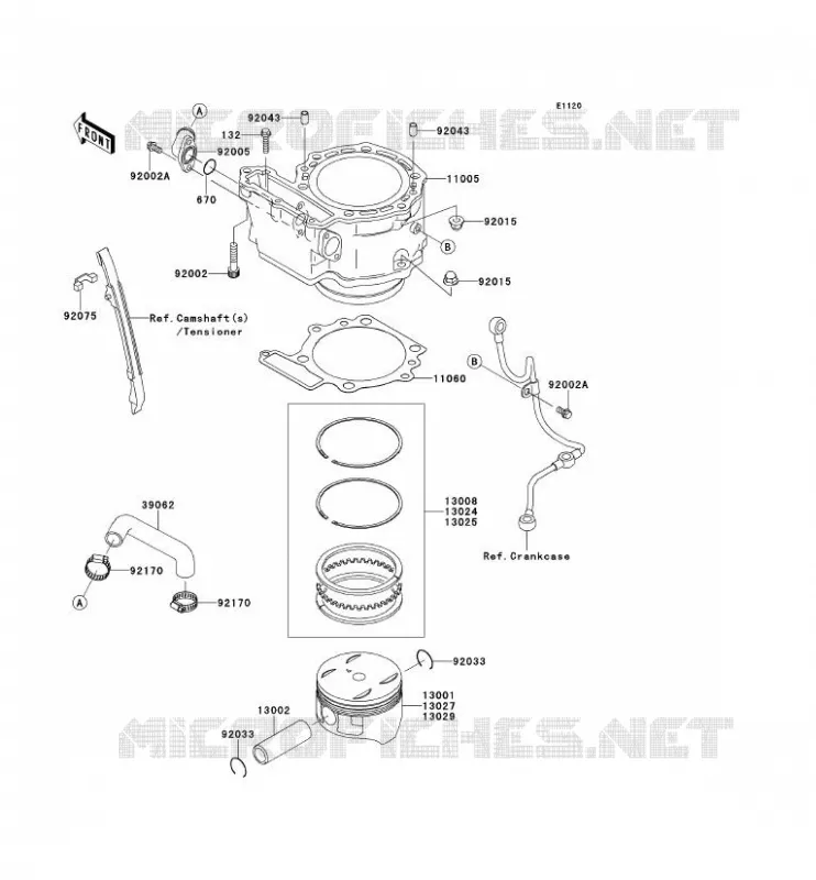 CYLINDRE/PISTON Kawasaki MOTOS 650 2010 KLR650  KL650EAF