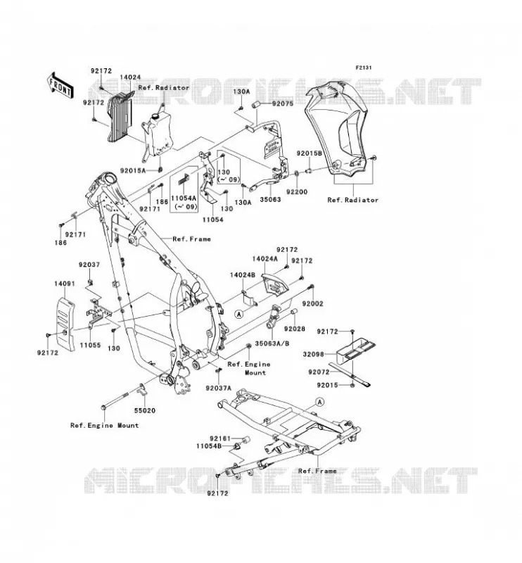 PIECE DE CADRE (COUVERTURE) Kawasaki MOTOS 650 2010 KLR650  KL650EAF