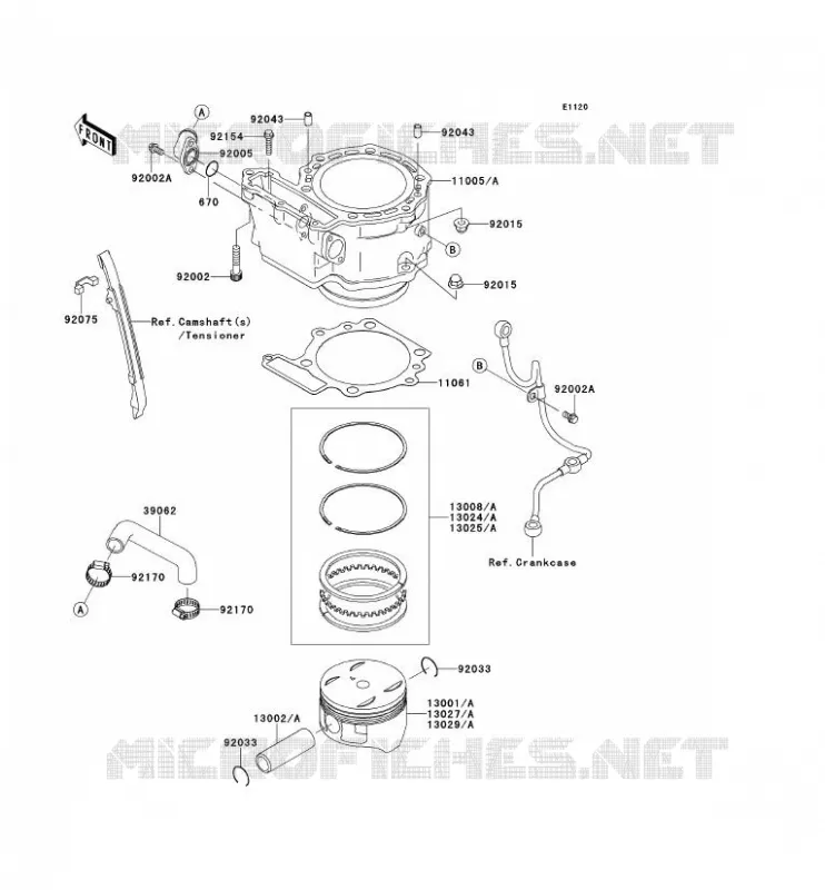 CYLINDRE/PISTON Kawasaki MOTOS 650 2011 KLR650  KL650EBF