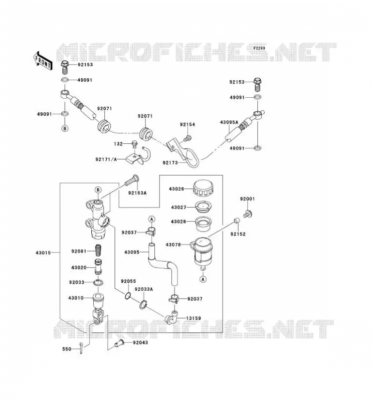 MAITRE CYLINDRE ARRI&Egrave;RE Kawasaki MOTOS 650 2011 KLR650  KL650EBF