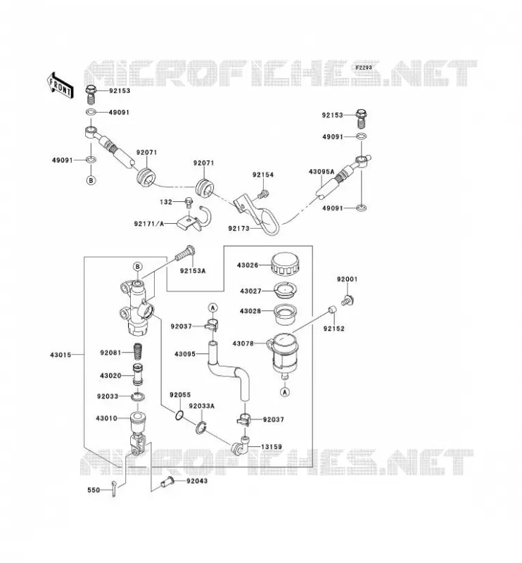 MAITRE CYLINDRE ARRI&Egrave;RE Kawasaki MOTOS 650 2011 KLR650  KL650EBF