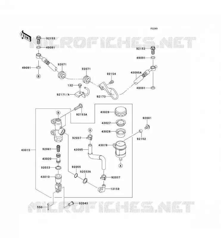 MAITRE CYLINDRE ARRI&Egrave;RE Kawasaki MOTOS 650 2012 KLR650  KL650ECF