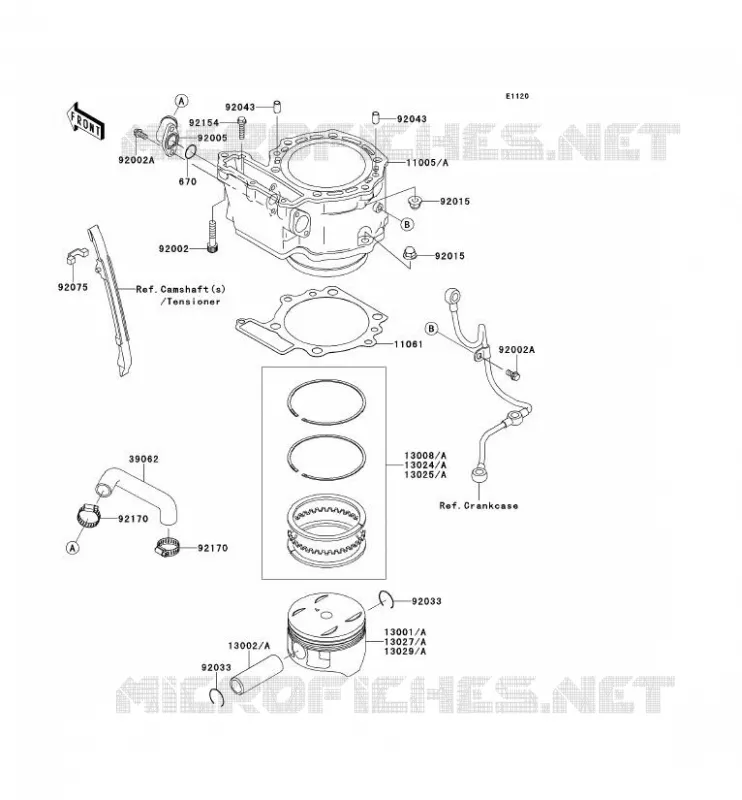 CYLINDRE/PISTON Kawasaki MOTOS 650 2012 KLR650  KL650ECF