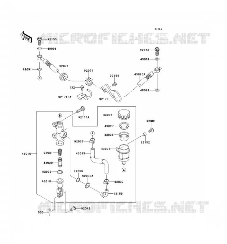 MAITRE CYLINDRE ARRI&Egrave;RE Kawasaki MOTOS 650 2013 KLR650  KL650EDF