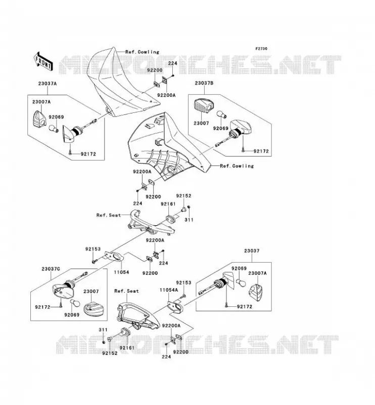 CLIGNOTANTS Kawasaki MOTOS 650 2013 KLR650  KL650EDF