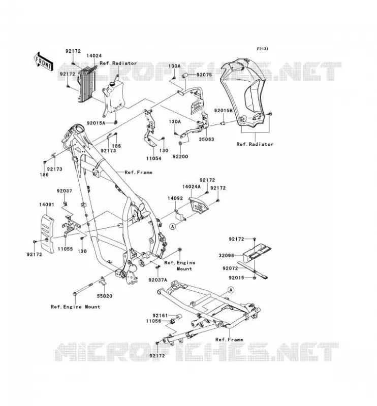 PIECE DE CADRE (COUVERTURE) Kawasaki MOTOS 650 2014 KLR650  KL650EEF
