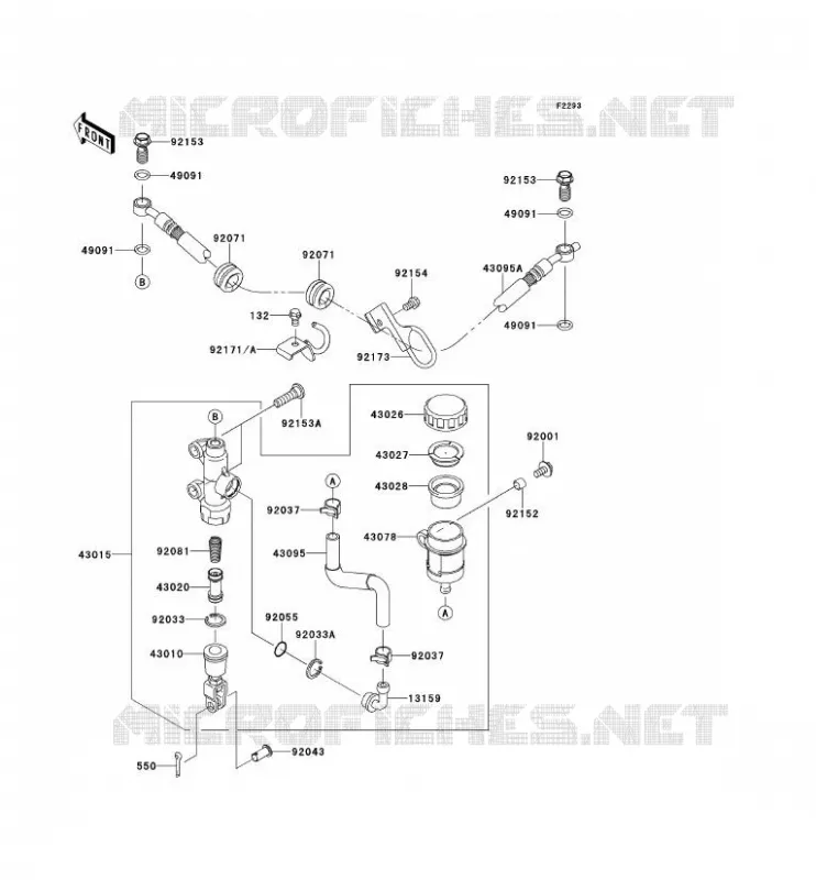 MAITRE CYLINDRE ARRI&Egrave;RE Kawasaki MOTOS 650 2014 KLR650  KL650EEF