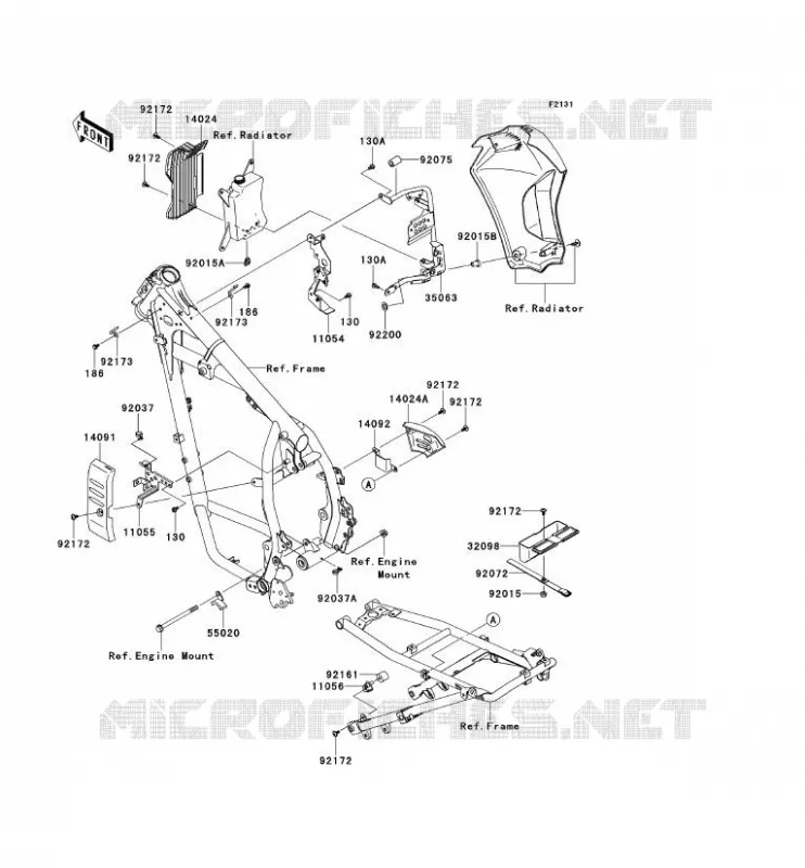 PIECE DE CADRE (COUVERTURE) Kawasaki MOTOS 650 2014 KLR650  KL650EEF