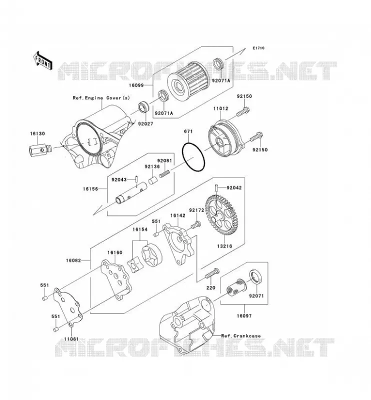 POMPE A HUILE Kawasaki MOTOS 650 2014 KLR650  KL650EEF