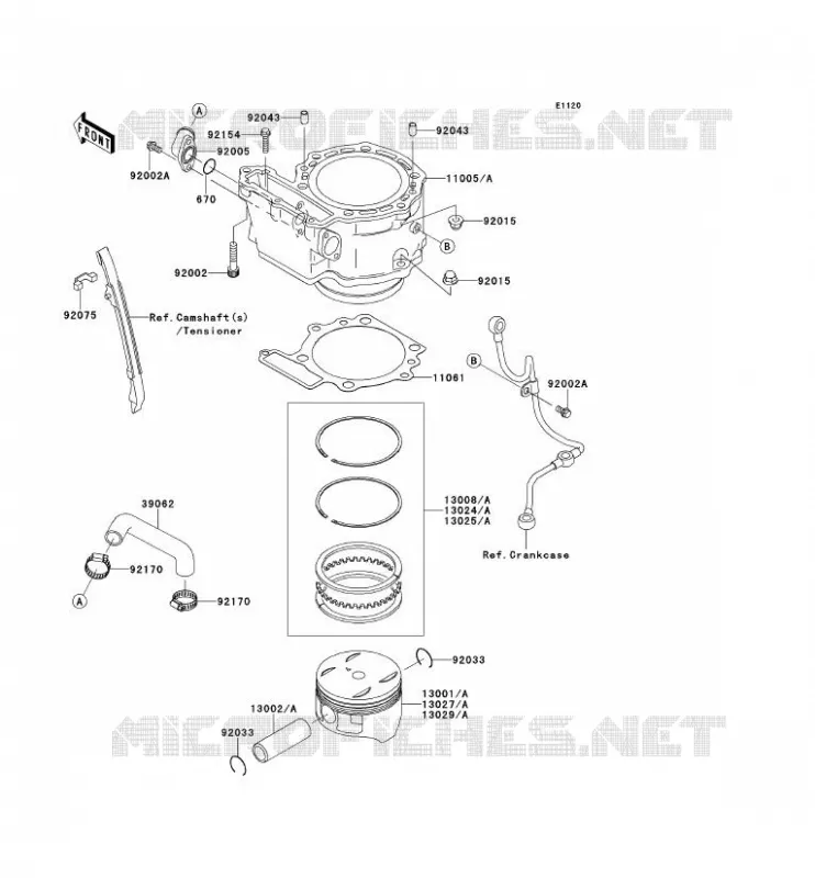 CYLINDRE/PISTON Kawasaki MOTOS 650 2014 KLR650  KL650EEF