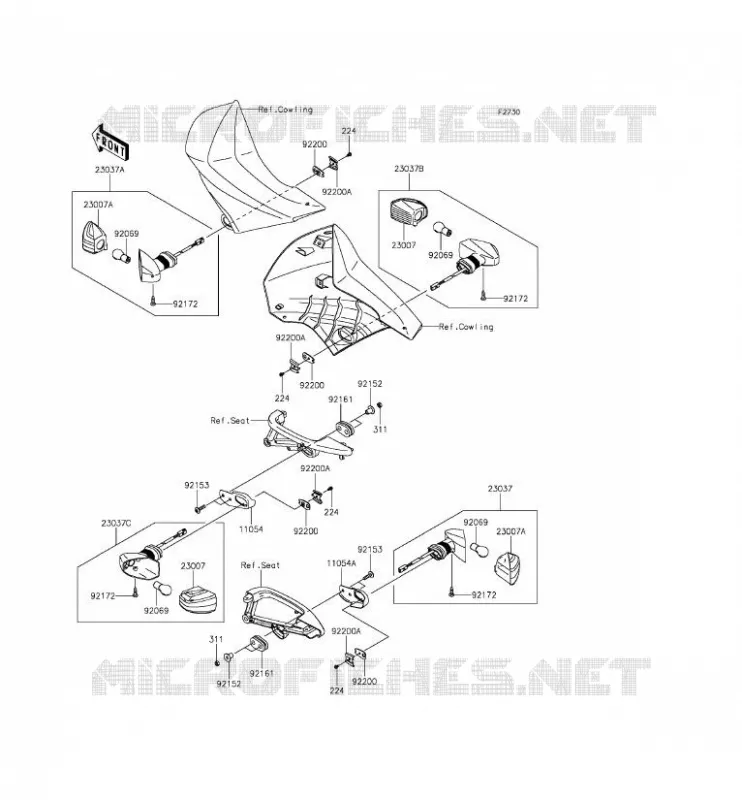CLIGNOTANTS Kawasaki MOTOS 650 2015 KLR650  KL650EFF