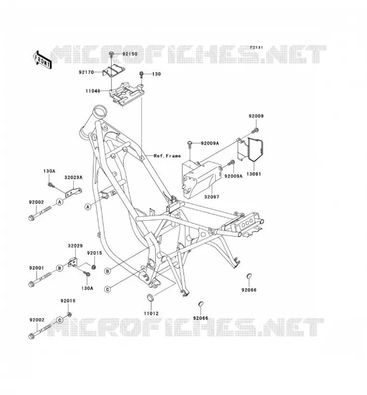 PIECE DE CADRE (COUVERTURE) Kawasaki MOTOS 250 1997 KLE250  KLE250-A3