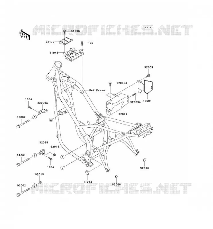 PIECE DE CADRE (COUVERTURE) Kawasaki MOTOS 250 2000 KLE250  KLE250-A5