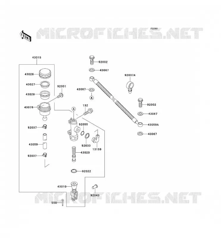 MAITRE CYLINDRE ARRI&Egrave;RE Kawasaki MOTOS 500 2001 KLE500  KLE500-A11