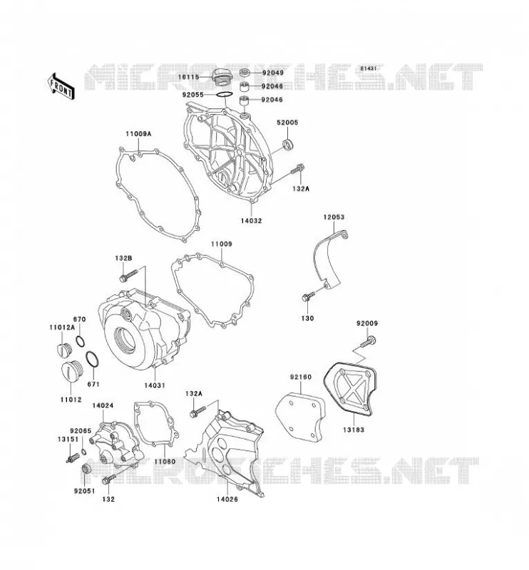 COUVERCLES MOTEUR Kawasaki MOTOS 500 2002 KLE500  KLE500-A12