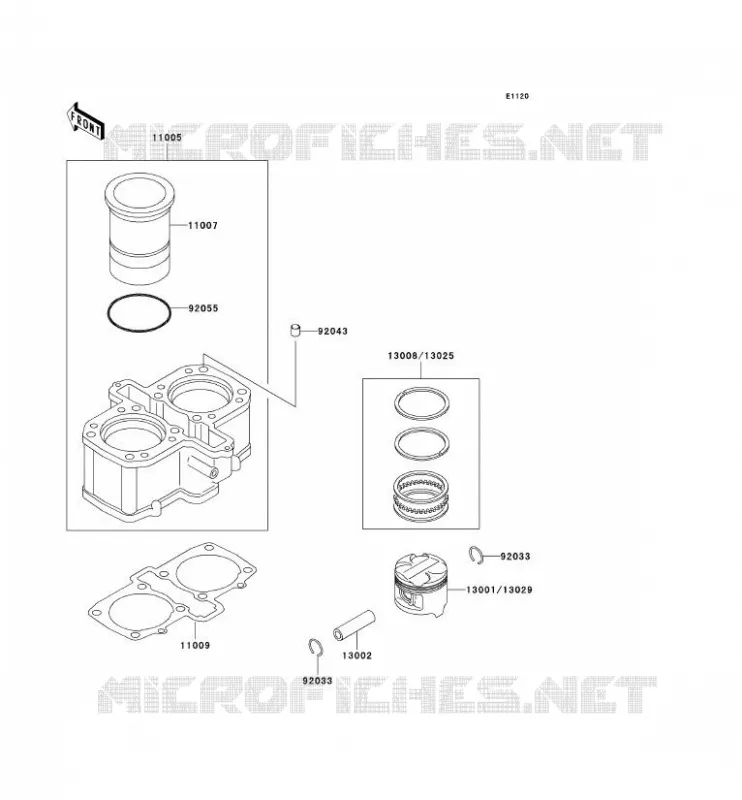 CYLINDRE/PISTON Kawasaki MOTOS 500 2002 KLE500  KLE500-A12