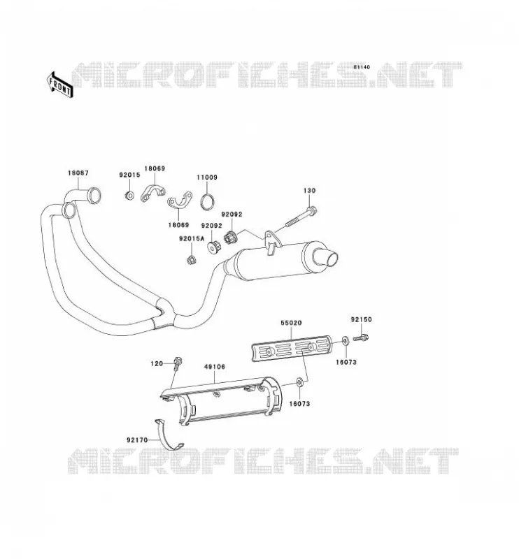 &Eacute;CHAPPEMENT Kawasaki MOTOS 500 2002 KLE500  KLE500-A12