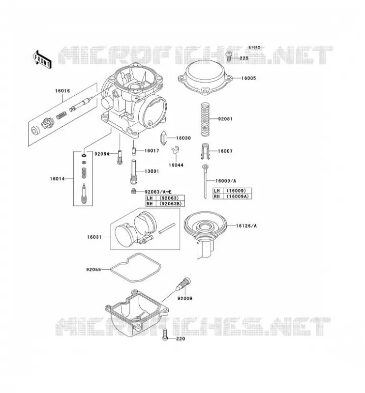 PI&Egrave;CES DE CARBURATEUR Kawasaki MOTOS 500 2003 KLE500  KLE500-A13