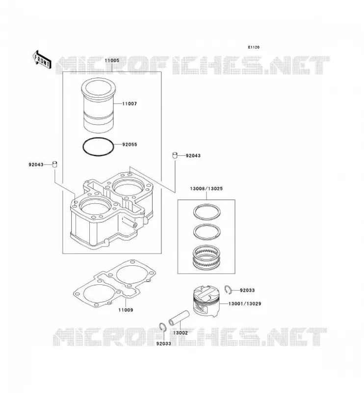 CYLINDRE/PISTON Kawasaki MOTOS 500 2003 KLE500  KLE500-A13