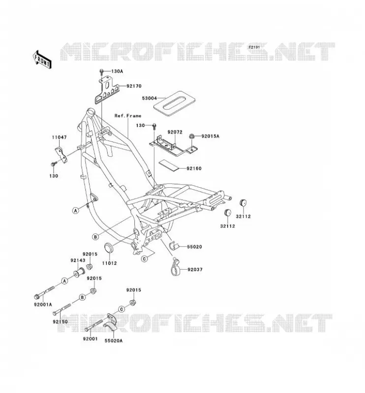 PIECE DE CADRE (COUVERTURE) Kawasaki MOTOS 500 1992 KLE500  KLE500-A2