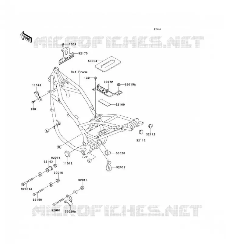 PIECE DE CADRE (COUVERTURE) Kawasaki MOTOS 500 1992 KLE500  KLE500-A2