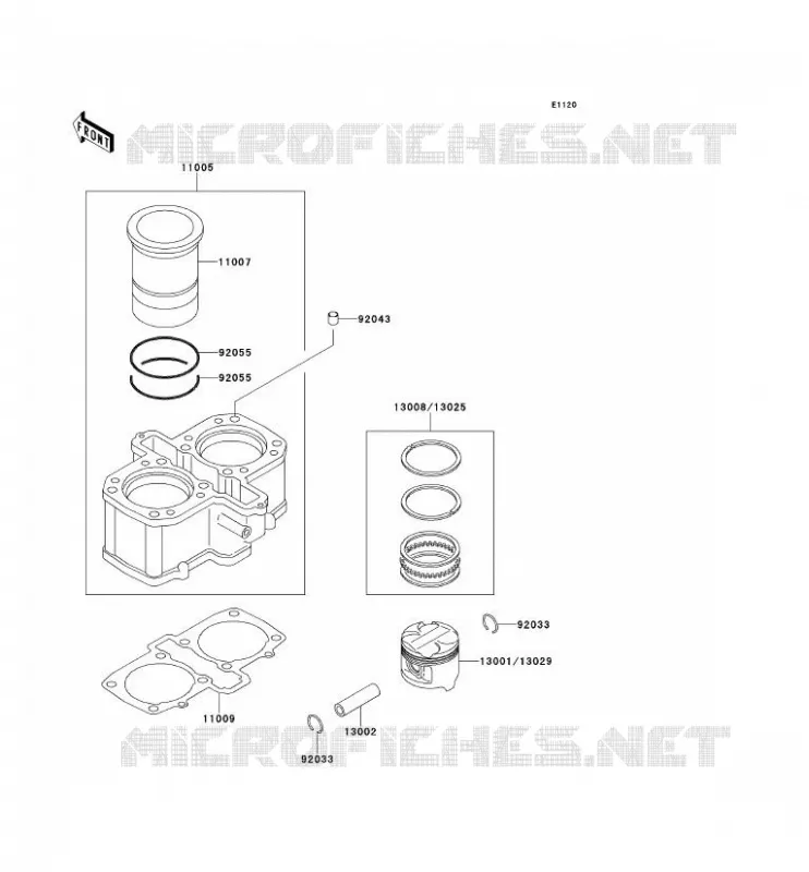 CYLINDRE/PISTON Kawasaki MOTOS 500 1993 KLE500  KLE500-A3