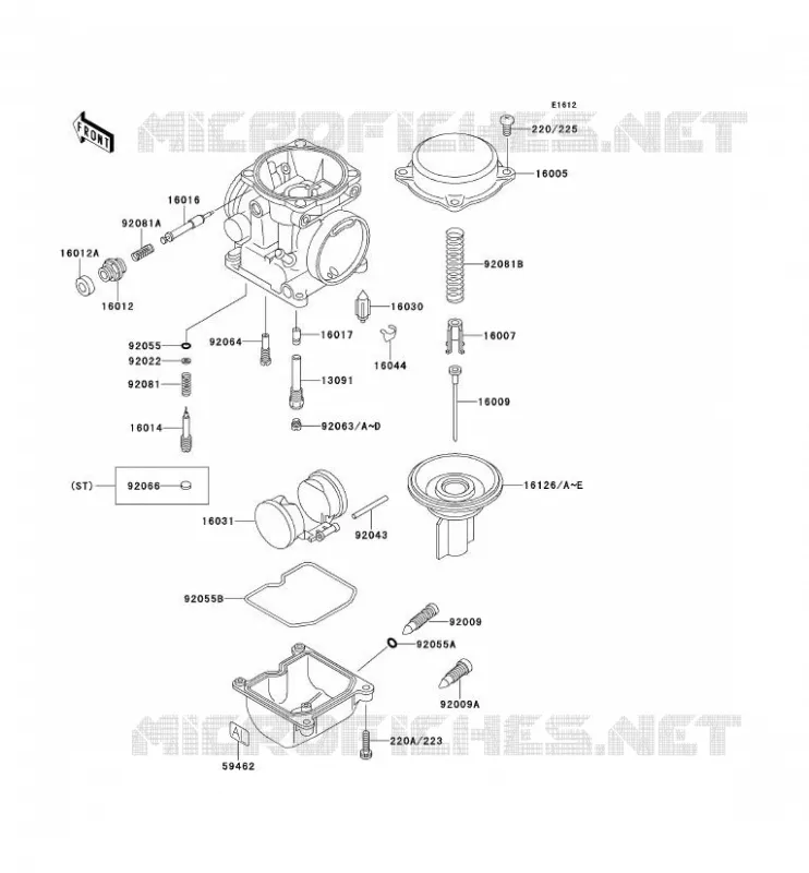 PI&Egrave;CES DE CARBURATEUR Kawasaki MOTOS 500 1993 KLE500  KLE500-A3
