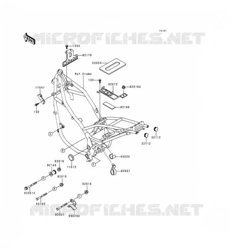 PIECE DE CADRE (COUVERTURE) Kawasaki MOTOS 500 1995 KLE500  KLE500-A5