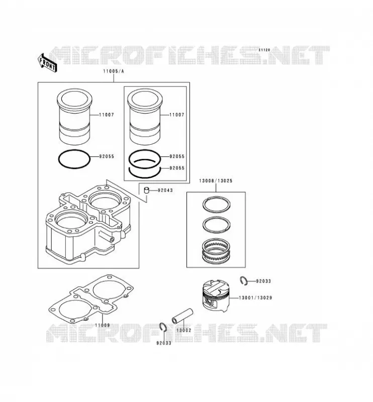 CYLINDRE/PISTON Kawasaki MOTOS 500 1996 KLE500  KLE500-A6