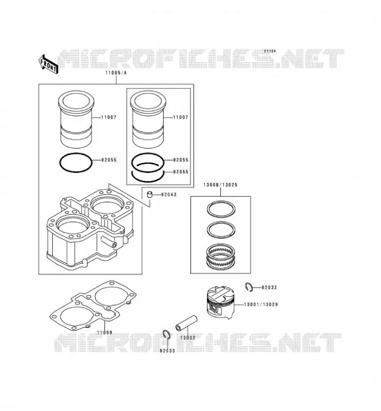 CYLINDRE/PISTON Kawasaki MOTOS 500 1996 KLE500  KLE500-A6