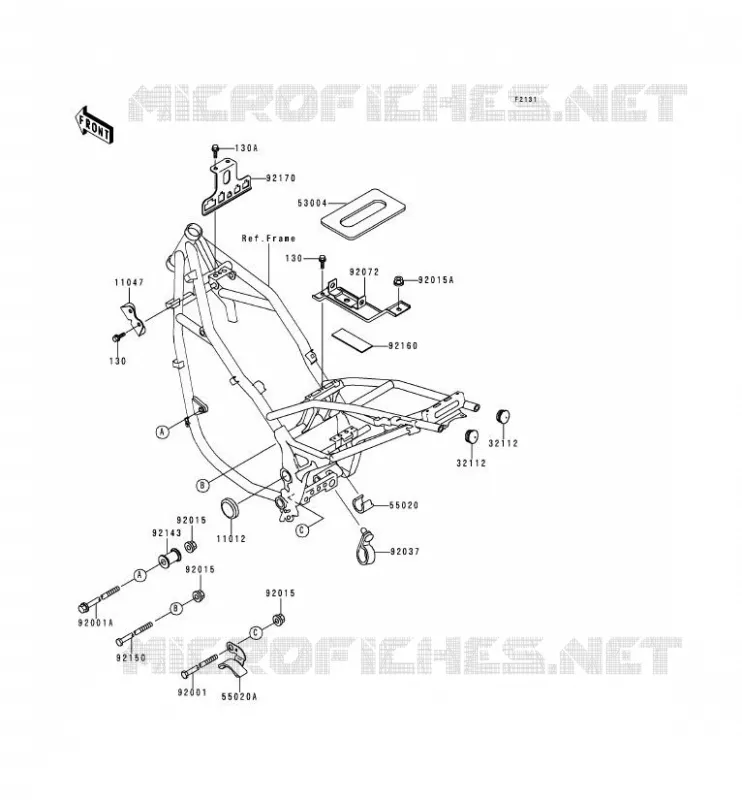 PIECE DE CADRE (COUVERTURE) Kawasaki MOTOS 500 1996 KLE500  KLE500-A6