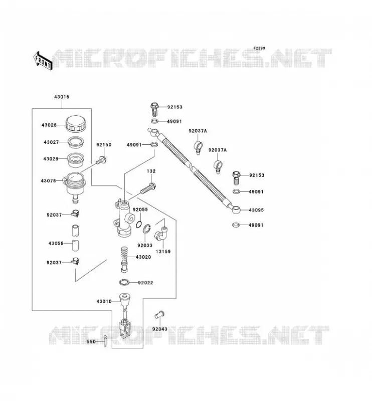 MAITRE CYLINDRE ARRI&Egrave;RE Kawasaki MOTOS 500 2006 KLE500  KLE500B6F
