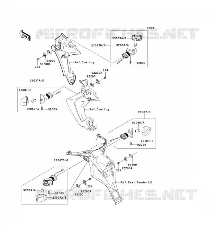 CLIGNOTANTS Kawasaki MOTOS 650 2008 VERSYS 650  KLE650A8F