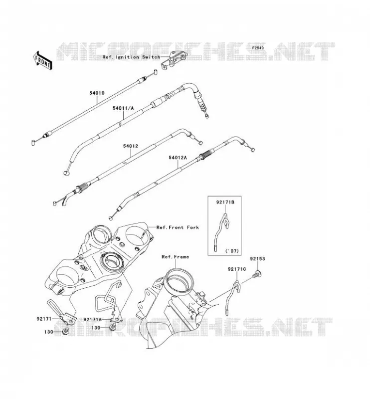 CABLES Kawasaki MOTOS 650 2008 VERSYS 650  KLE650A8F