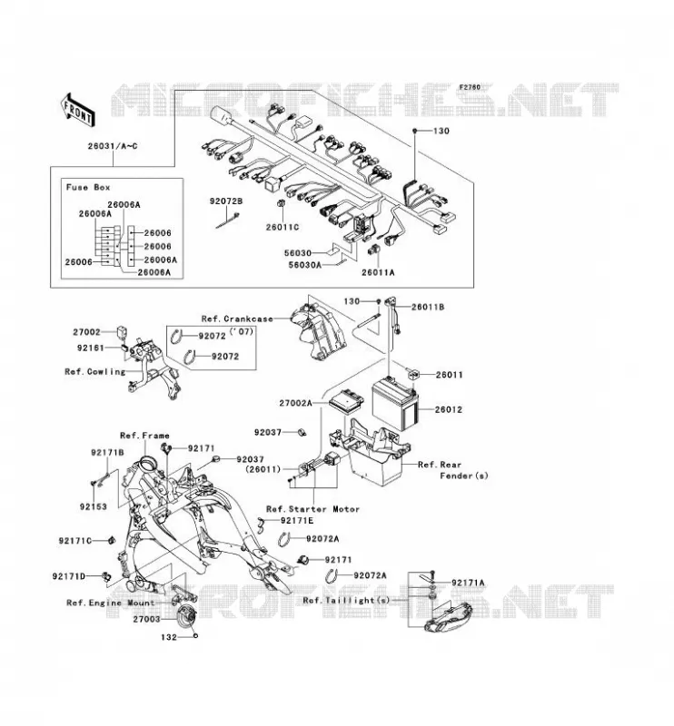 CHASSIS EQUIPMENT ELECTRIQUE Kawasaki MOTOS 650 2008 VERSYS 650  KLE650A8F