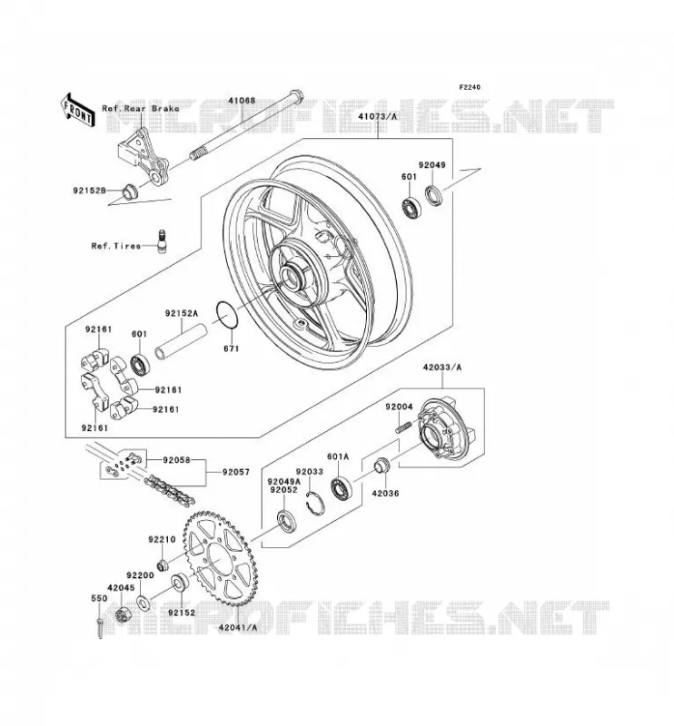 MOYEU ARRIERE Kawasaki MOTOS 650 2008 VERSYS 650  KLE650A8F