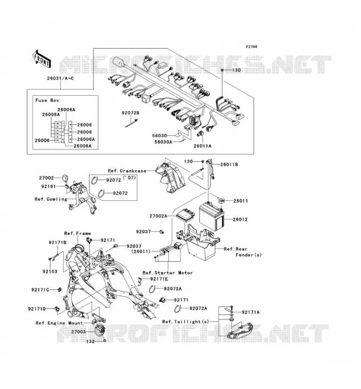 CHASSIS EQUIPMENT ELECTRIQUE Kawasaki MOTOS 650 2009 VERSYS 650  KLE650A9F