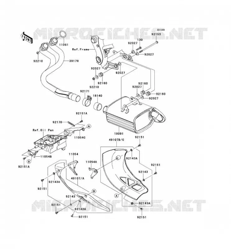 &Eacute;CHAPPEMENT Kawasaki MOTOS 650 2009 VERSYS 650  KLE650A9F