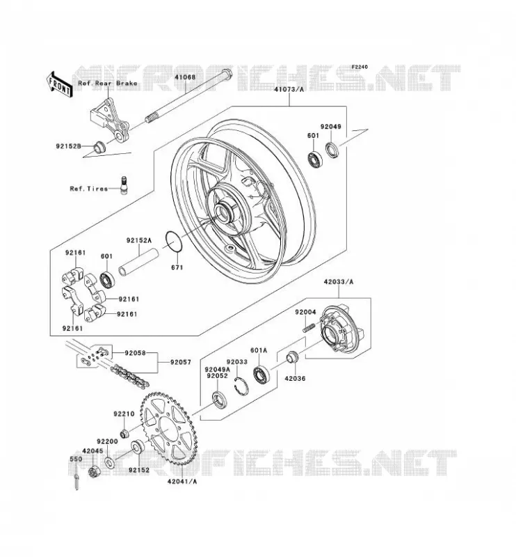MOYEU ARRIERE Kawasaki MOTOS 650 2009 VERSYS 650  KLE650A9F