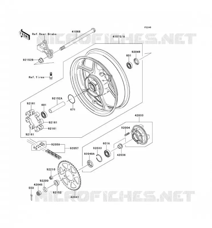 MOYEU ARRIERE Kawasaki MOTOS 650 2007 VERSYS 650  KLE650B7F