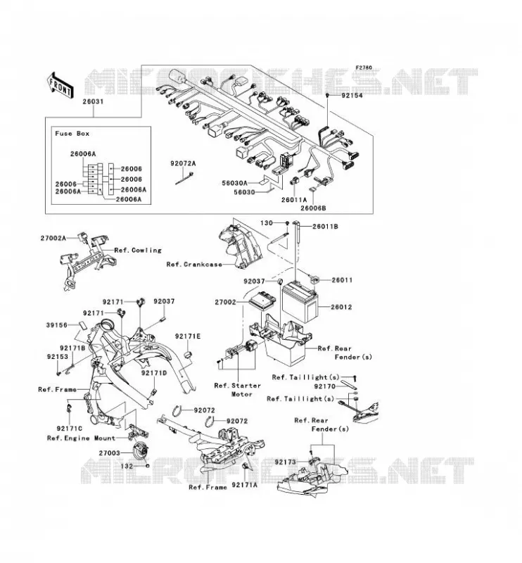 CHASSIS EQUIPMENT ELECTRIQUE Kawasaki MOTOS 650 2011 VERSYS 650  KLE650CBF
