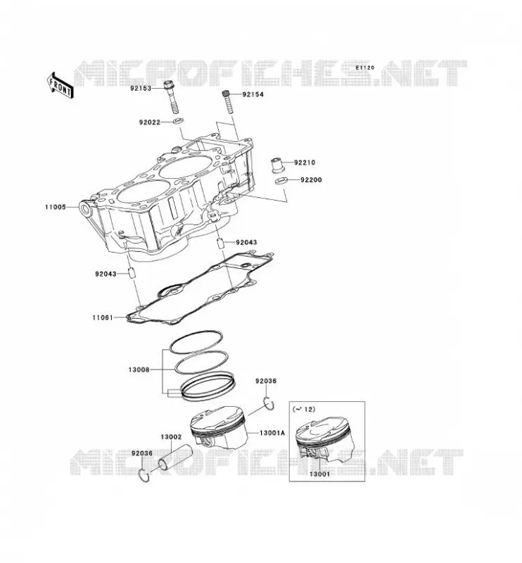 CYLINDRE/PISTON Kawasaki MOTOS 650 2011 VERSYS 650  KLE650CBF