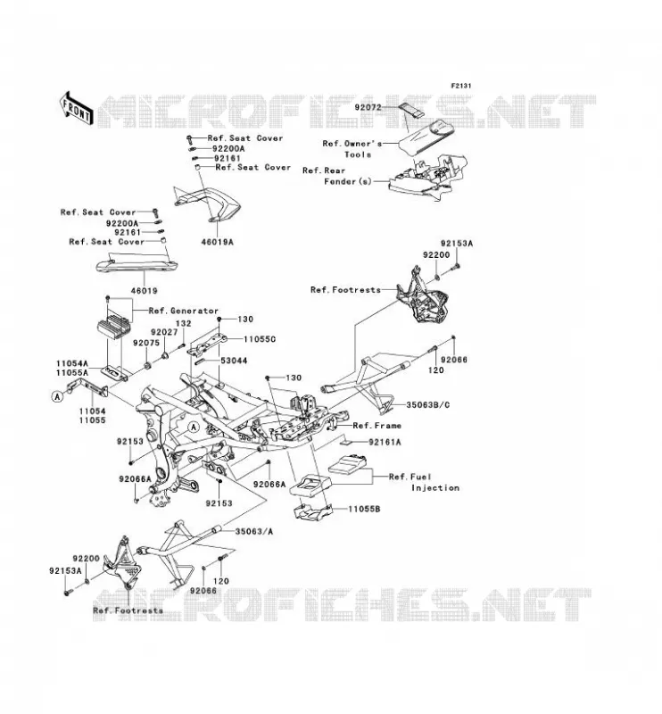 PIECE DE CADRE (COUVERTURE) Kawasaki MOTOS 650 2011 VERSYS 650  KLE650CBF